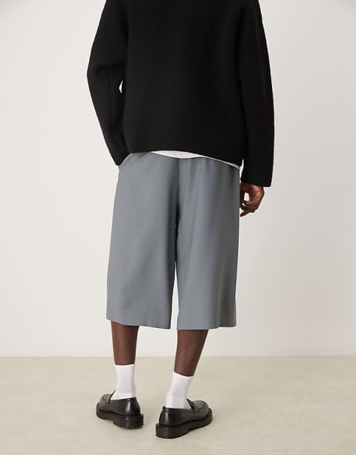 DESIGN Smart Jorts With Pleats In Grey