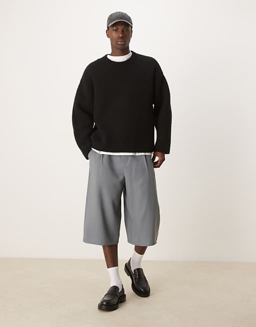 DESIGN smart jorts with pleats in grey