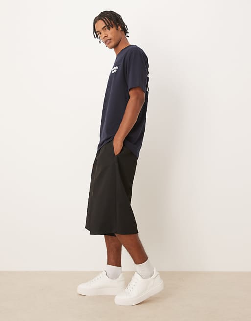 DESIGN Smart Oversized Bermuda Shorts With Front Pleat In Black