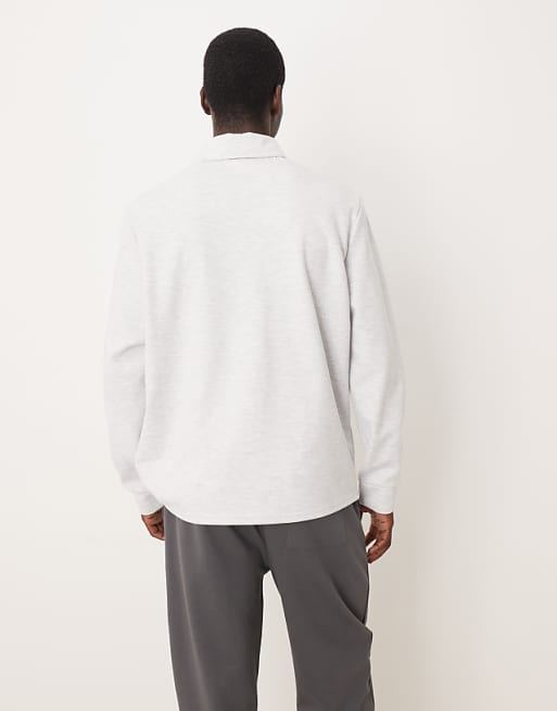 DESIGN Smart Scuba-style Fabric Polo Shirt In Oatmeal Marl Co-ord