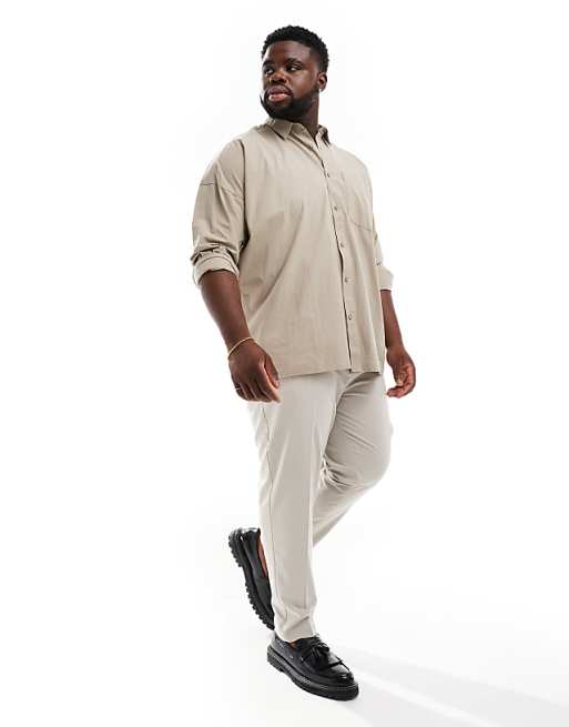 DESIGN Smart Tapered Fit Trousers In Ecru