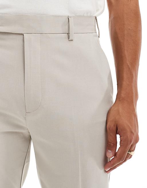 DESIGN Smart Tapered Fit Trousers In Ecru