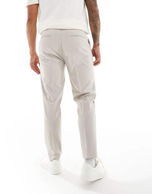 DESIGN Smart Tapered Fit Trousers In Ecru