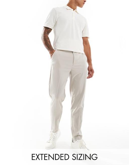 DESIGN Smart Tapered Fit Trousers In Ecru