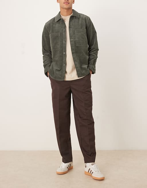 DESIGN Smart Tapered Trousers In Brown