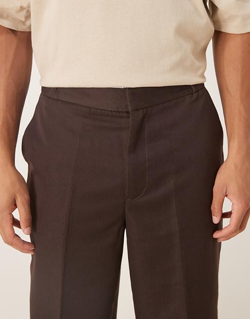 DESIGN Smart Tapered Trousers In Brown