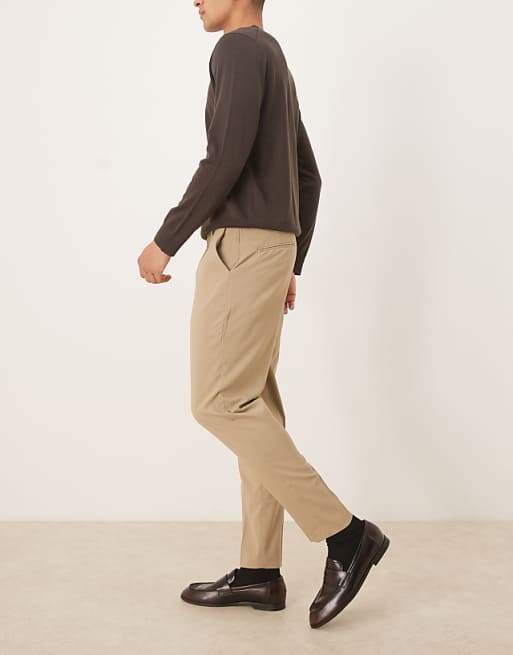 DESIGN Smart Tapered Trousers In Stone