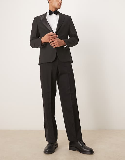 DESIGN Smart Tuxedo Wide Leg Trousers With Side Stripe