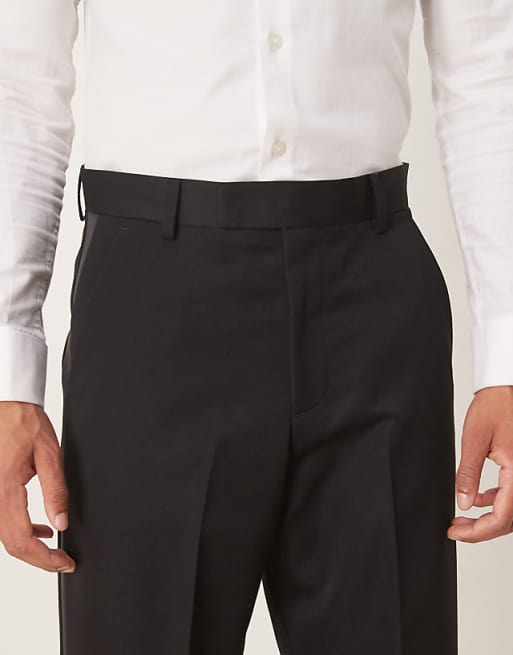 DESIGN Smart Tuxedo Wide Leg Trousers With Side Stripe