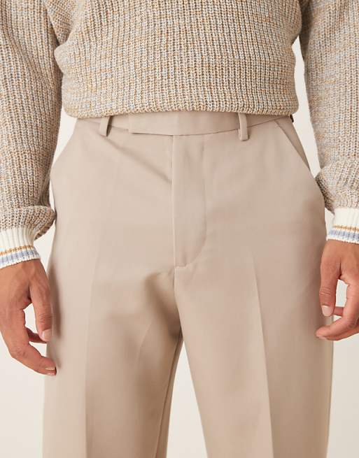 DESIGN Smart Wide Trousers In Stone