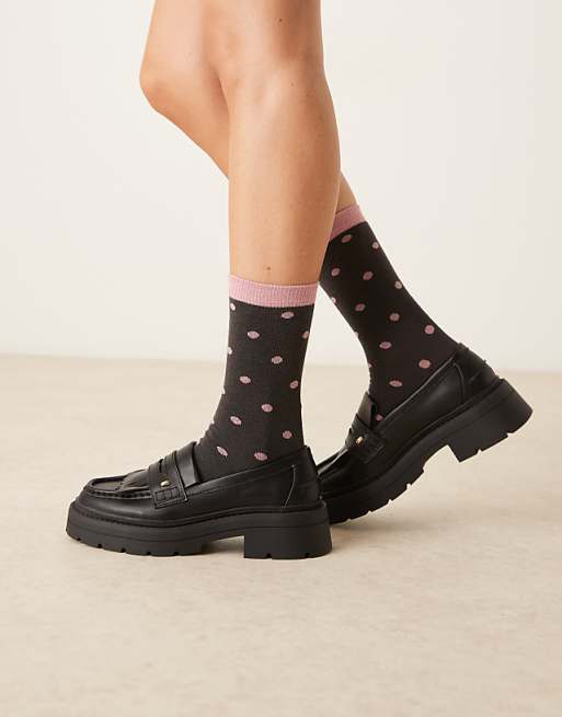 DESIGN socks with polka dot design in grey and pink