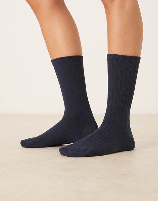 DESIGN soft ribbed socks in navy
