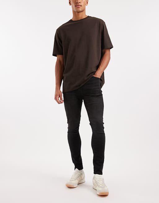 DESIGN spray on jeans in power stretch denim in washed black