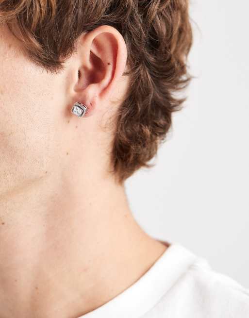 DESIGN Square Crystal Earring In Silver Tone