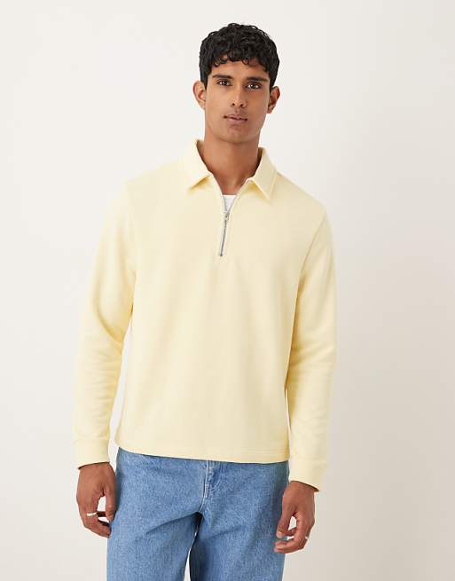 DESIGN standard fit 1/4 zip sweatshirt in butter yellow