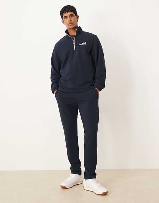 DESIGN Standard Fit Half Zip Co-ord In Navy
