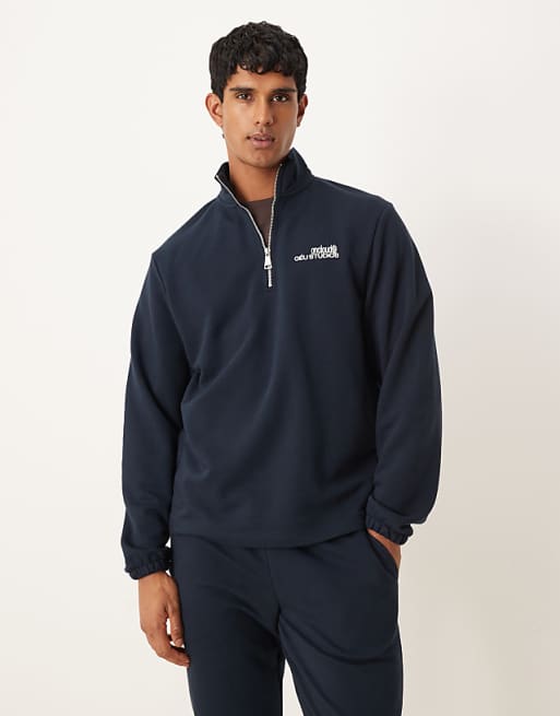 DESIGN standard fit half zip co-ord in navy