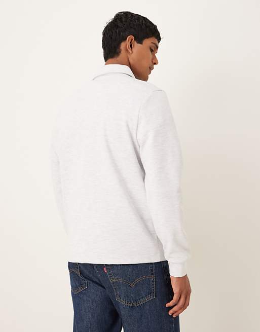 DESIGN Standard Fit Scuba-style Fabric 1/4 Zip Sweatshirt With Print In Grey Marl