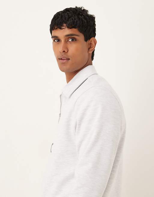 DESIGN Standard Fit Scuba-style Fabric 1/4 Zip Sweatshirt With Print In Grey Marl