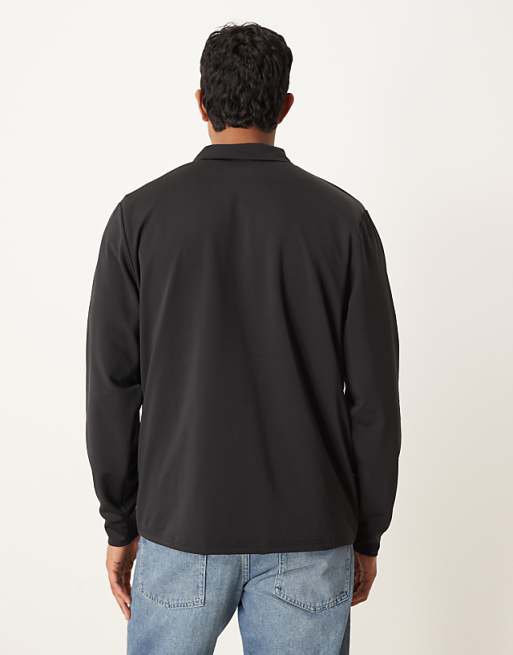 DESIGN Standard Fit Scuba-style Fabric 1/4 Zip Sweatshirt With Print N Black