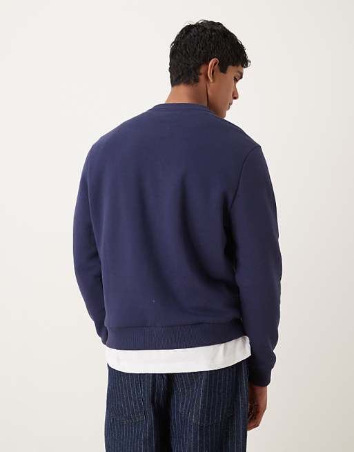 DESIGN Standard Fit Sweatshirt With Sports Chest Print In Navy