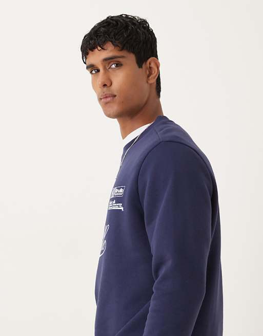 DESIGN Standard Fit Sweatshirt With Sports Chest Print In Navy
