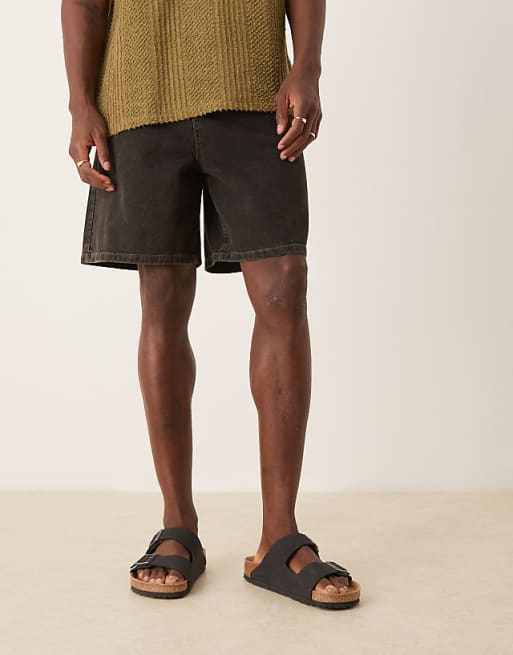 DESIGN Standard Length Denim Jort In Brown Wash