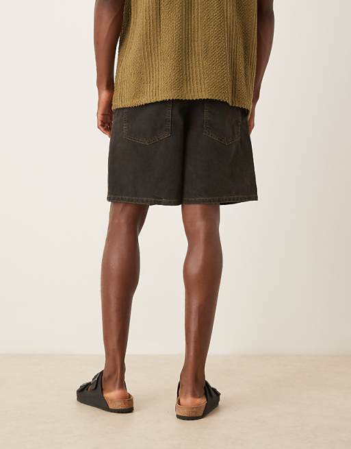 DESIGN Standard Length Denim Jort In Brown Wash