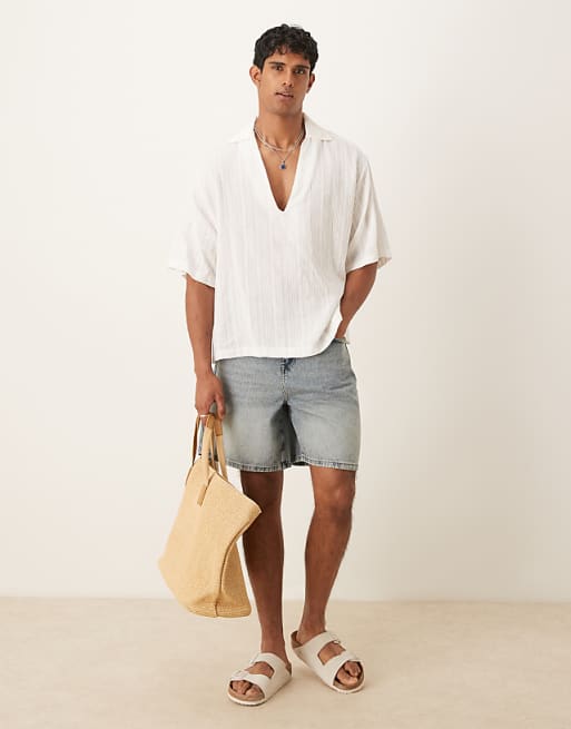 DESIGN standard length denim jort in light wash