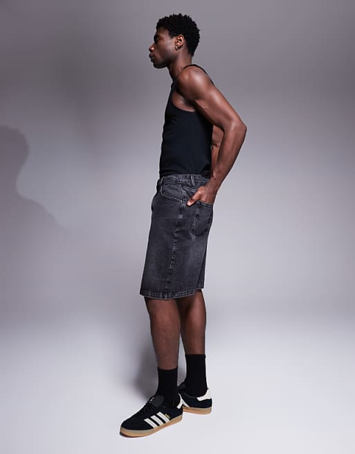 DESIGN Standard Length Denim Jort In Washed Black