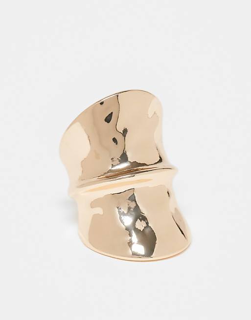DESIGN statement ring in hammered gold tone