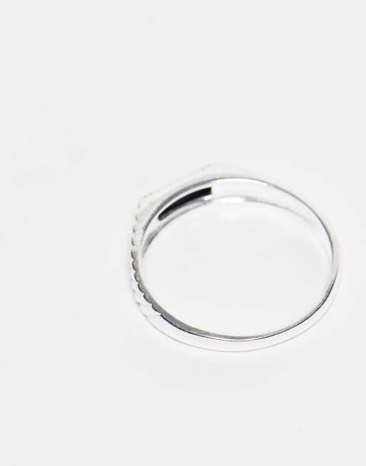 DESIGN Sterling Silver Black Stone Signet Ring In Silver