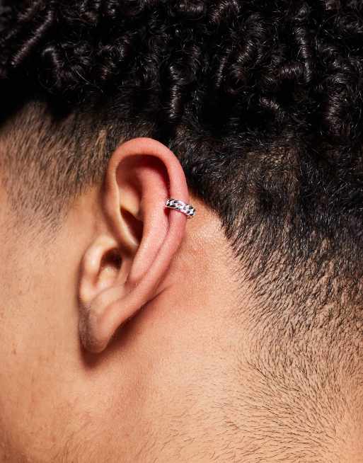 DESIGN Sterling Silver Chain Link Ear Cuff In Silver