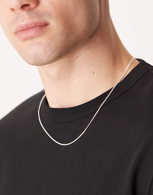 DESIGN sterling silver chain necklace in silver tone