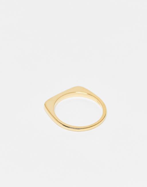 DESIGN Sterling Silver Slim Signet Ring In Gold Tone