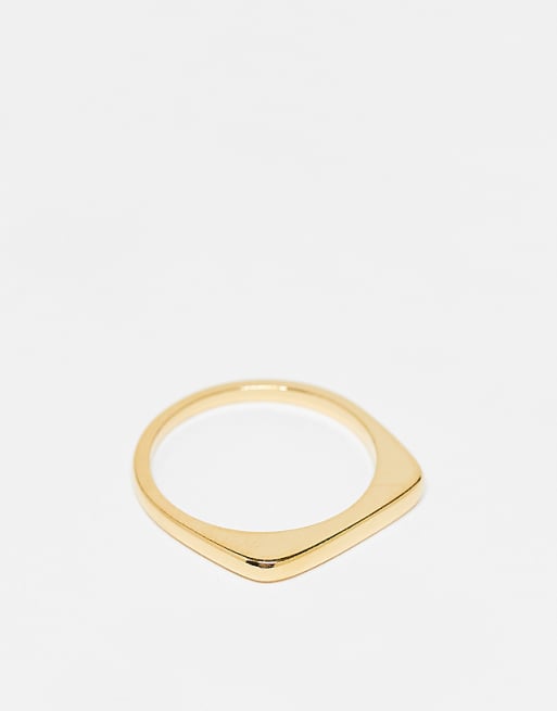 DESIGN Sterling silver slim signet ring in gold tone