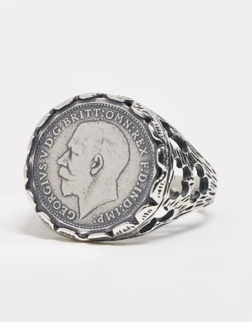 DESIGN Sterling Silver Sovereign Signet Ring In Silver