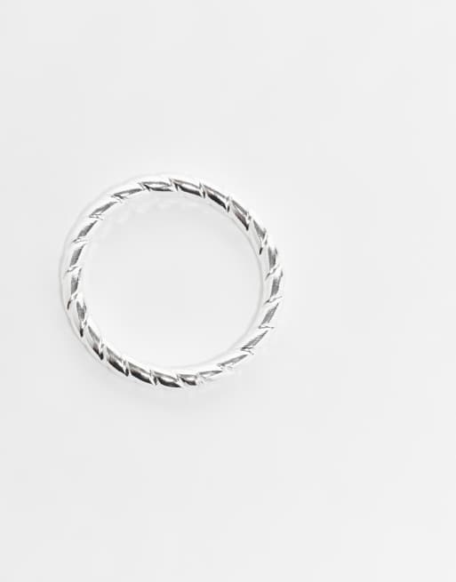DESIGN Sterling Silver Twist Detail Ring In Silver Tone
