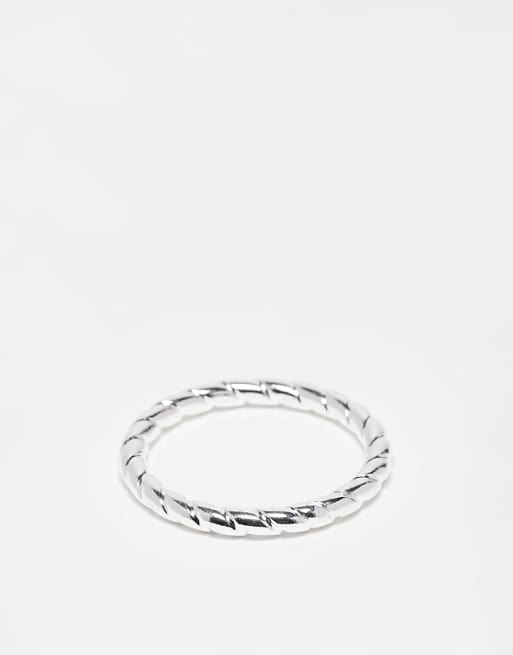 DESIGN sterling silver twist detail ring in silver tone
