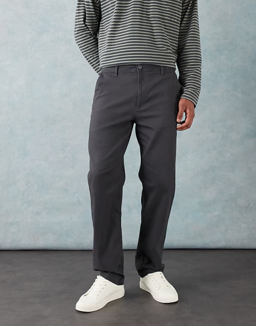 DESIGN Straight Chinos In Charcoal
