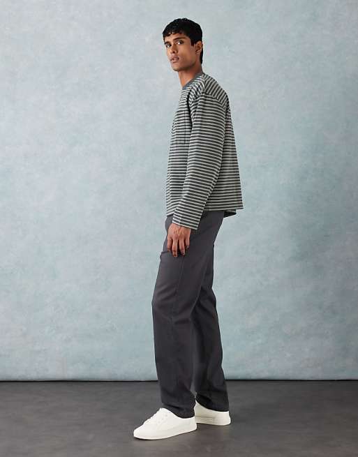 DESIGN Straight Chinos In Charcoal