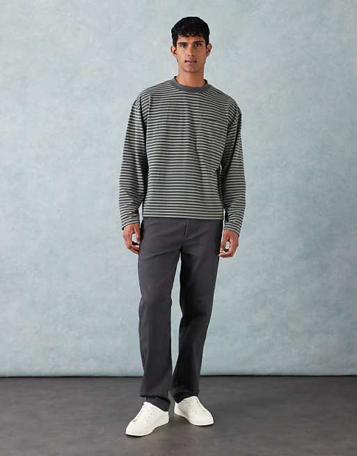DESIGN straight chinos in charcoal