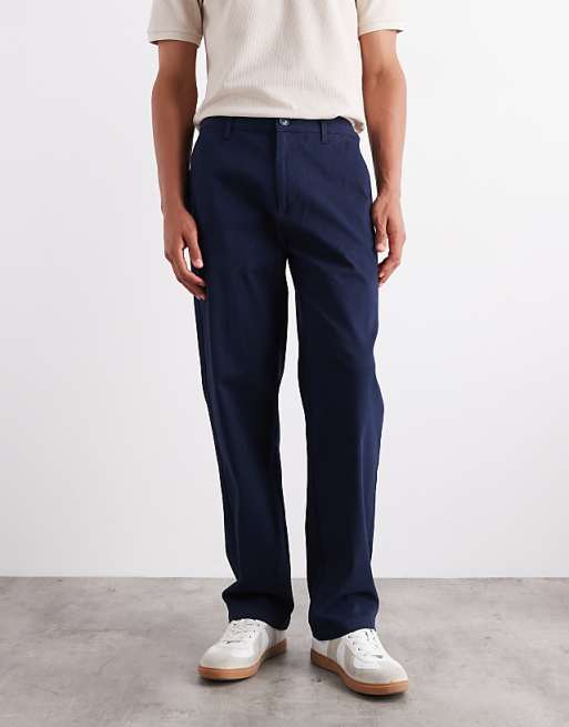 DESIGN Straight Chinos In Navy