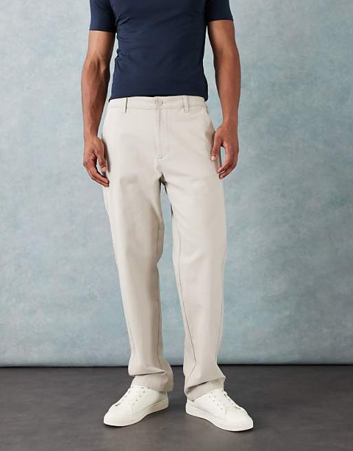 DESIGN Straight Chinos In Stone