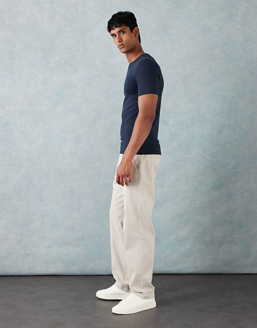 DESIGN Straight Chinos In Stone