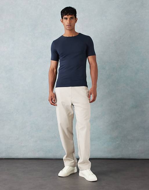 DESIGN straight chinos in stone