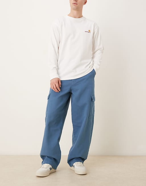 DESIGN Straight Fit Cargo Trouser In Blue