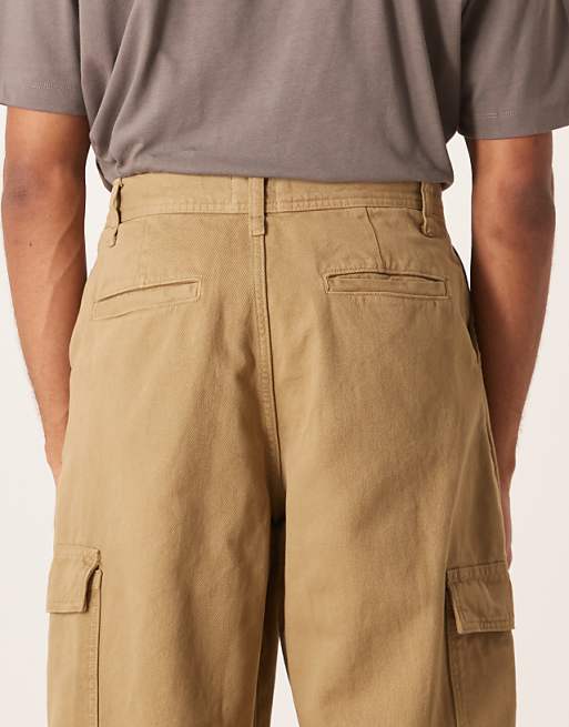 DESIGN Straight Fit Cargo Trouser In Khaki