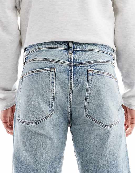 DESIGN Straight Fit Jeans In Light Wash Blue