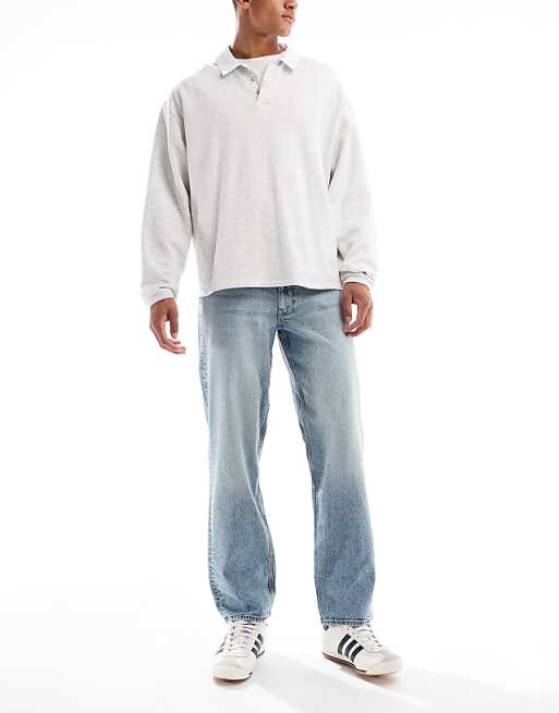 DESIGN straight fit jeans in light wash blue
